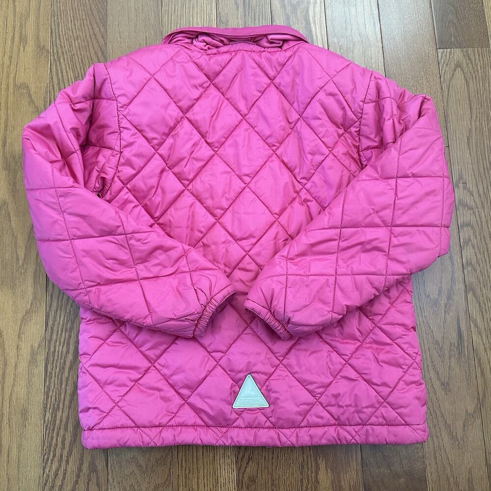 L.L. Bean Jacket Girls 10/12 Pink Lined Thinsulate Snow Hooded Zip Ski‎ Pocket - Picture 7 of 10